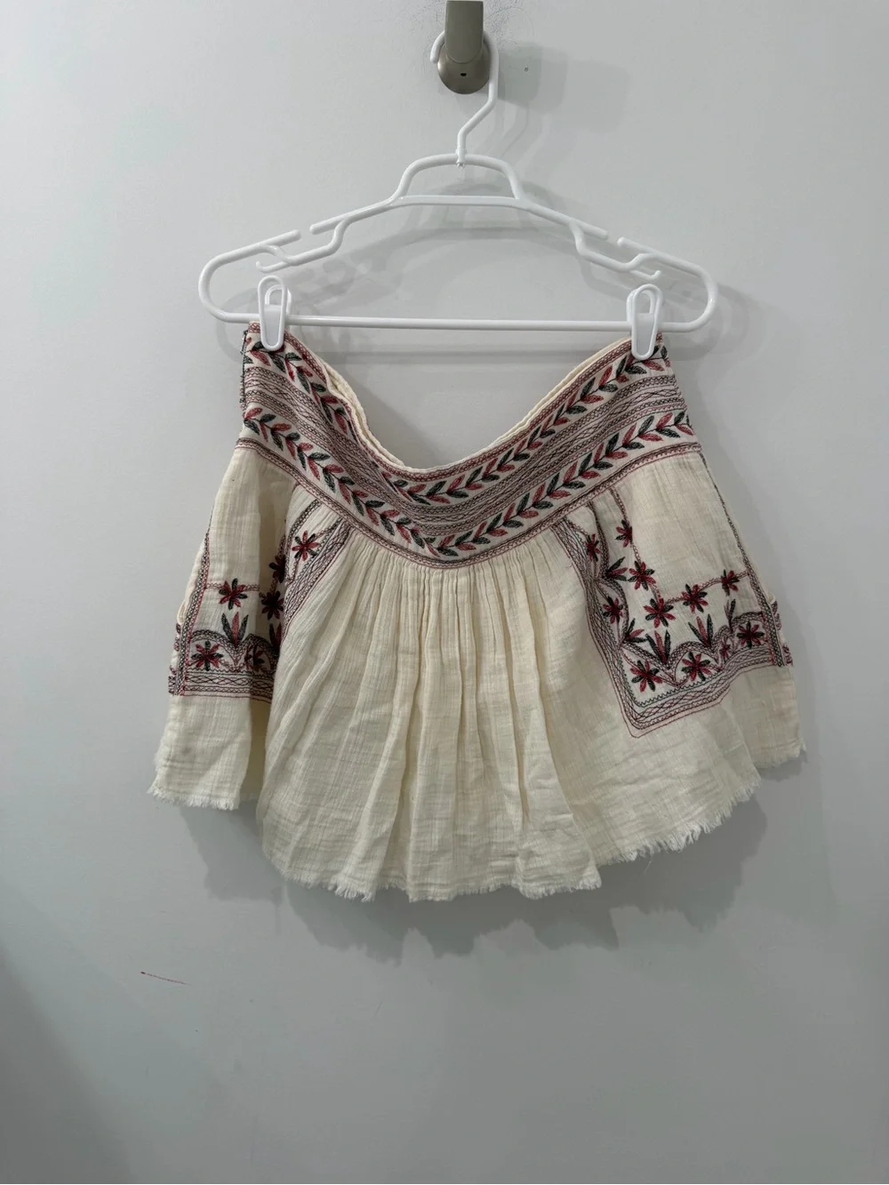 Isabel Marant Etoile Vera Floral Embroidered Cotton Cream Mini Skirt